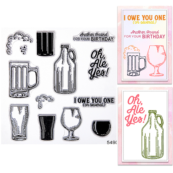 

PandaHall CRASPIRE Clear Rubber Stamps Cups Bottles Jugs Silicone Stamp Seal Transparent Silicone Stamps for Journaling Card Making DIY...