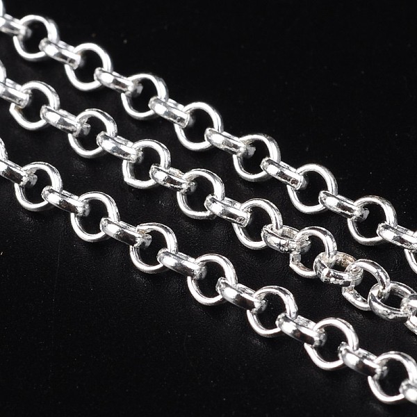

PandaHall Iron Rolo Chain, Unwelded, with Spool, Lead Free, Silver, 4x1mm, about 164.04 Feet(50m)/roll Iron Silver