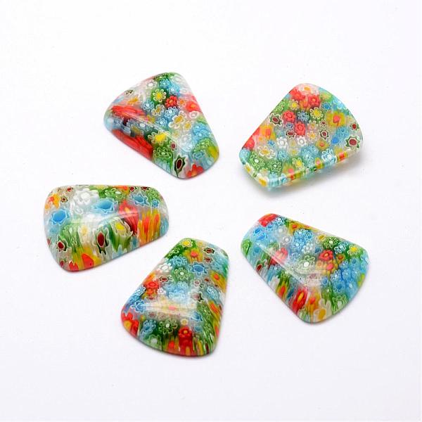 

PandaHall Handmade Millefiori Glass Cabochons, Trapezoid, Mixed Color, 32x25x7mm Millefiori Lampwork Trapezoid Multicolor