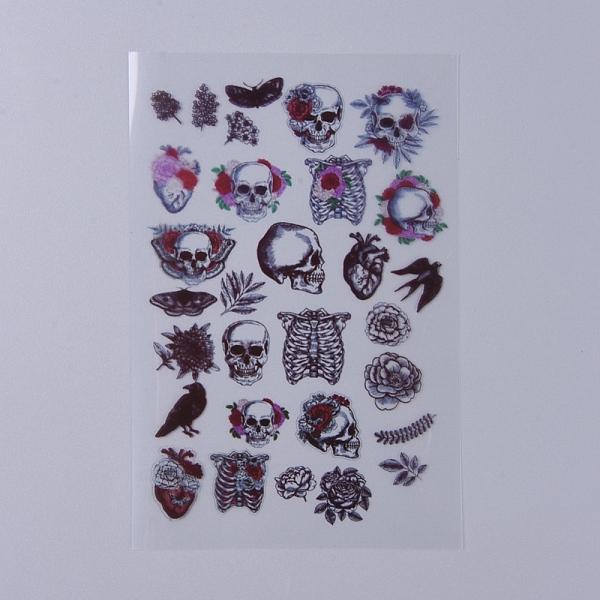 

PandaHall Filler Stickers(No Adhesive on the back), for UV Resin, Epoxy Resin Jewelry Craft Making, Skull Pattern, 149x100x0.1mm Plastic..., Multicolor