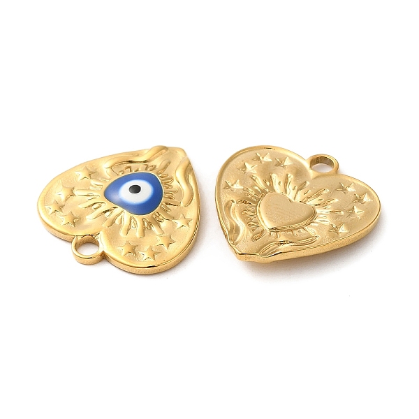 

PandaHall 201 Stainless Steel Enamel Pendants, Heart with Evil Eye & Star Charm, Real 18K Gold Plated, 17.5x17x2mm, Hole: 2mm Stainless..., Blue