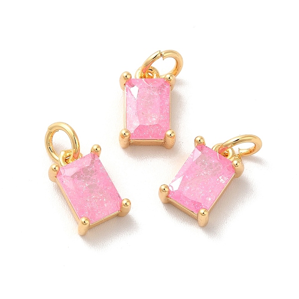 

PandaHall Real 18K Gold Plated Brass Micro Pave Cubic Zirconia Pendants, with Jump Rings, Rectangle, Pearl Pink, 10x6x4mm, Hole: 3mm...