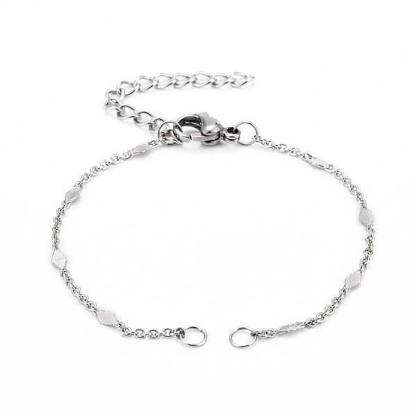 

PandaHall Rhombus Bracelet Makings, with Brass Link Cable Chains, 304 Stainless Steel Lobster Claw Clasps & Twisted Chain Extension & Jump...