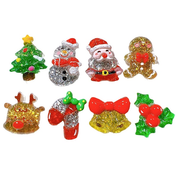 クリスマステーマの透明樹脂カボション