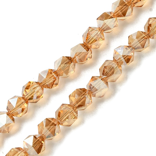 

PandaHall Electroplate Glass Beads Strands, Faceted, Round, Camel, 5.5x5x6mm, Hole: 1mm, about 101pcs/strand, 22.05''(56cm) Glass Round..., Brown