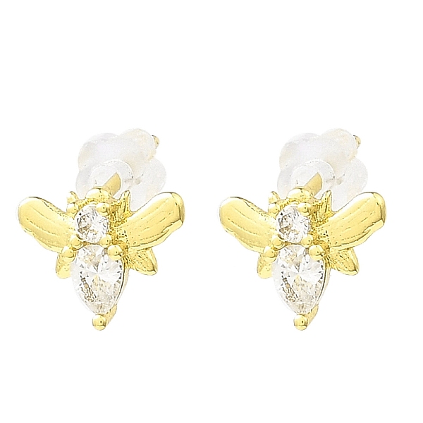 

PandaHall Bees Brass Micro Pave Cubic Zirconia Stud Earrings, Long-Lasting Plated, Lead Free & Cadmium Free, Real 18K Gold Plated, 8x10mm...