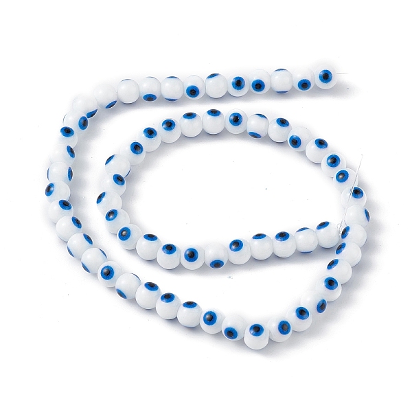 

PandaHall Baking Painted Glass Beads, Round with Evil Eye, Dodger Blue, 6x5mm, Hole: 1.2mm, about 63~68pcs/strand, 13.70~15.04(34.8~38.2cm)...