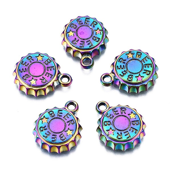 

PandaHall Alloy Pendants, Cadmium Free & Nickel Free & Lead Free, Bottle Cap with Word BEER, Rainbow Color, 17.5x14x3.5mm, Hole: 1.8mm Alloy...