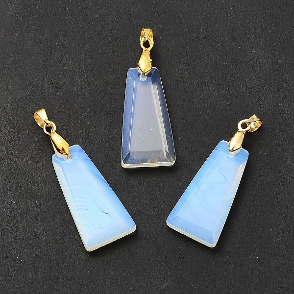 

PandaHall Opalite Pendants, Faceted Trapezoid Charms, with Rack Plating Golden Tone Brass Findings, Cadmium Free & Lead Free...