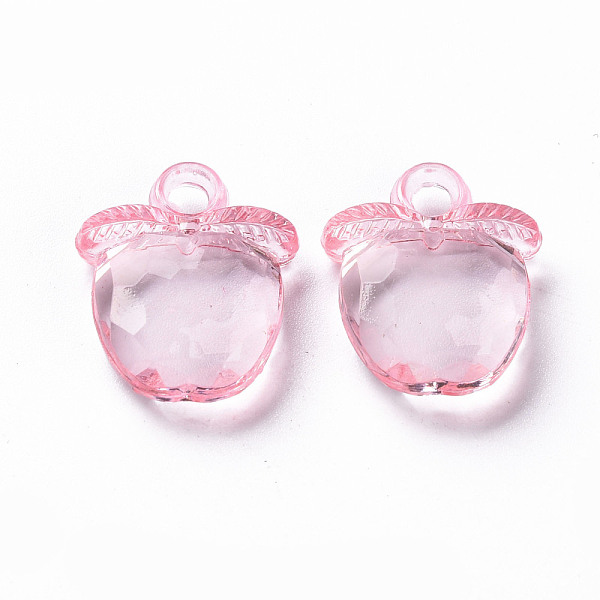 

PandaHall Transparent Acrylic Pendants, Faceted, Apple, Pink, 20x17x5~6mm, Hole: 3mm, about 480pcs/500g Acrylic Fruit Pink