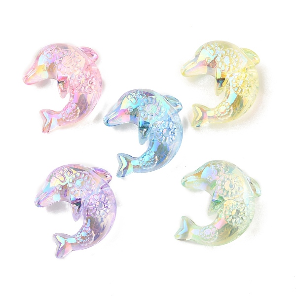 

PandaHall UV Plating Acrylic Beads, Iridescent, Dolphin, Mixed Color, 30x28x13mm, Hole: 2.3mm Acrylic Dolphin Multicolor