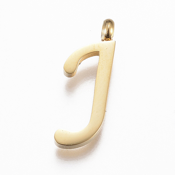 

PandaHall 304 Stainless Steel Pendants, Initial Letter, Letter.J, Golden, 18x6x2mm, Hole: 2mm 304 Stainless Steel Letter J