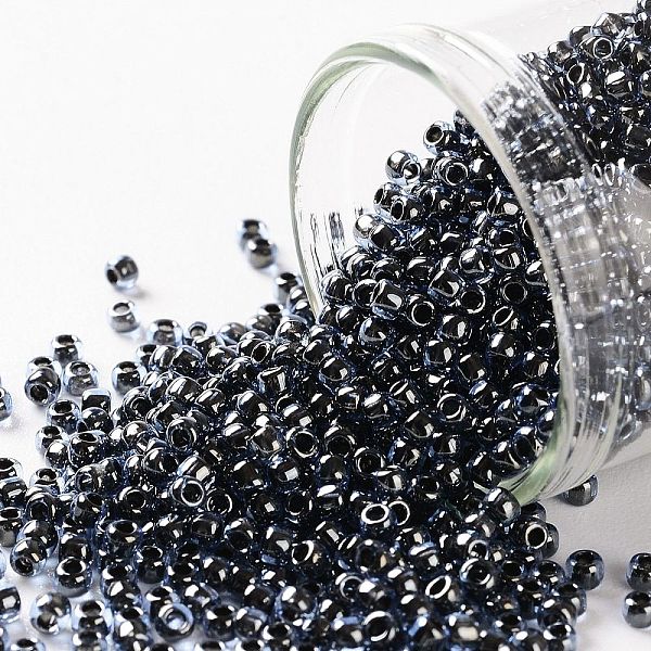 

PandaHall TOHO Round Seed Beads, Japanese Seed Beads, (362) Crystal Navy Blue Lined Luster, 11/0, 2.2mm, Hole: 0.8mm, about 1110pcs/10g...