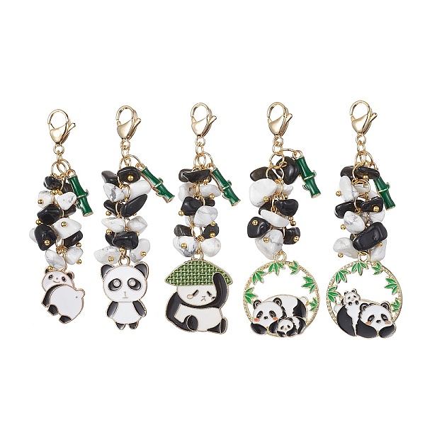 

PandaHall Panda Alloy Enamel Pendant Decorations, Natural Obsidian & Synthetic White Howlite Chip Beads and 304 Stainless Steel Lobster Claw...