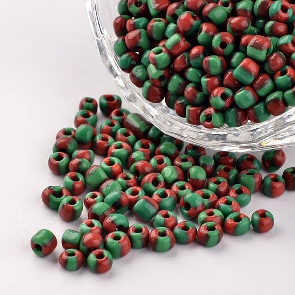 

PandaHall 6/0 Opaque Colours Seep Glass Beads, Round Seed Beads, Sea Green, 3.5~4x2.5~3mm, Hole: 0.5mm, about 5500pcs/450g Glass