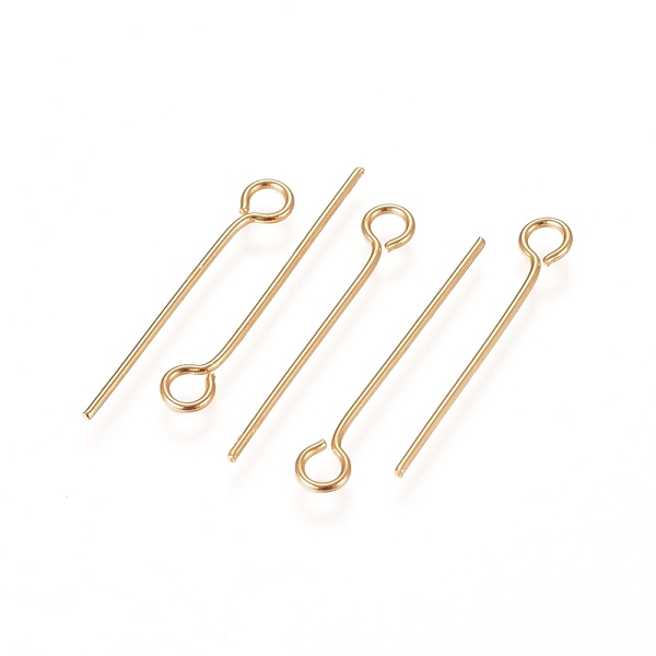 

PandaHall 304 Stainless Steel Eye Pins, Golden, 20x0.6mm, Hole: 2mm 304 Stainless Steel