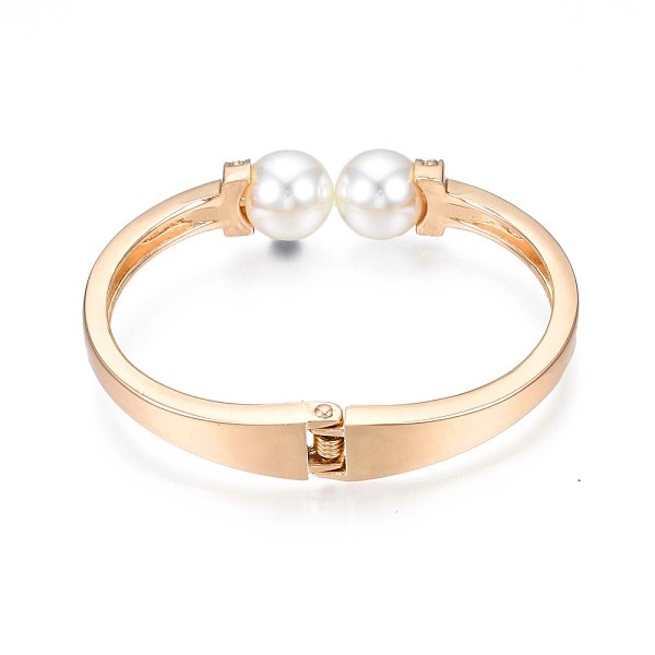 

PandaHall ABS Plastic Pearl Round Beaded Open Cuff Bangle with Crystal Rhinestone, Brass Chunky Hinged Bangle for Women, Golden, Inner...