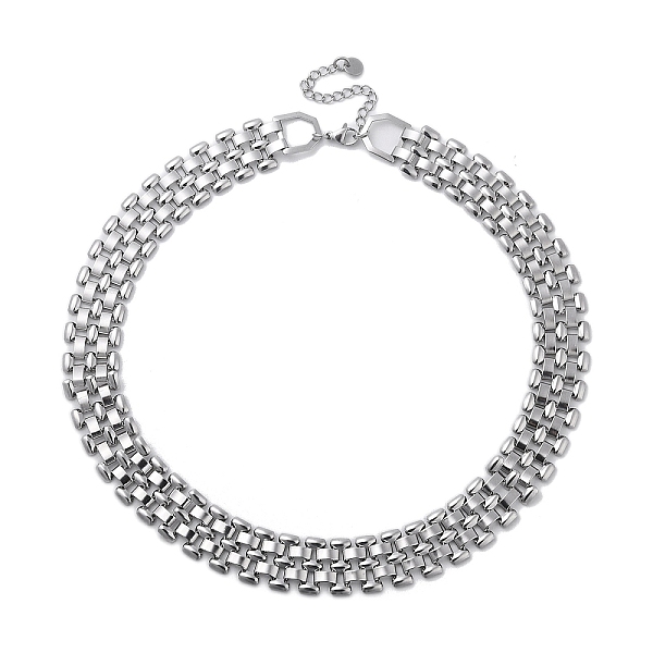 

PandaHall 304 Stainless Steel Link Necklaces, Watch Band Collar Necklace, Stainless Steel Color, 17.01 inch(43.2cm) 304 Stainless Steel