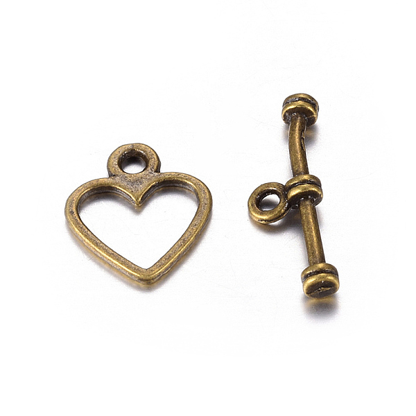 

PandaHall Tibetan Style Toggle Clasp, Lead Free, Cadmium Free and Nickel Free, Antique Bronze, Heart: 12mm wide, 14mm long, Bar: about 19mm...