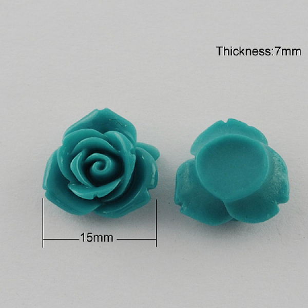 

PandaHall Resin Cabochons, Flower, Teal, 15x7mm Resin Flower Cyan