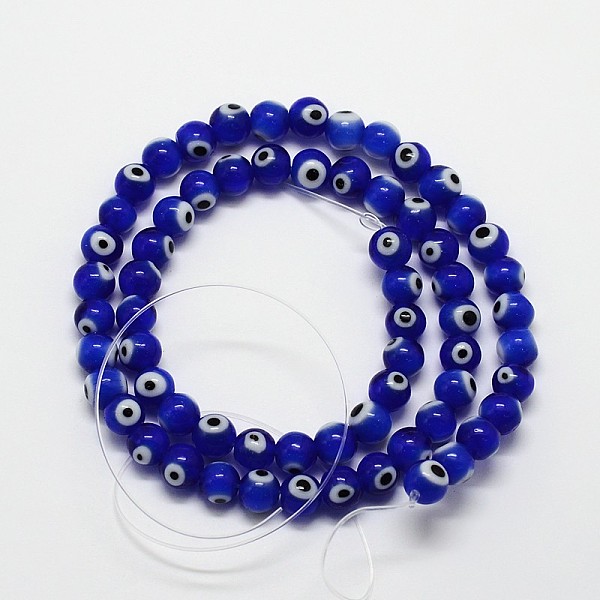 Handmade Evil Eye Lampwork Round Bead Strands