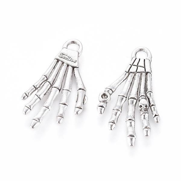 

PandaHall Tibetan Style Alloy Pendants, Hand Skull for Halloween, Cadmium Free & Nickel Free & Lead Free, Antique Silver, 36x19x2mm, Hole...