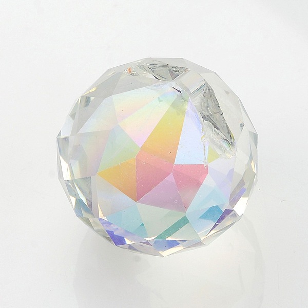 

PandaHall Faceted Round Glass Pendants, AB Color, Colorful, 35x32mm, Hole: 2mm Glass Round