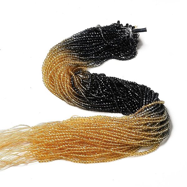 

PandaHall Transparent Gradient Color Glass Beads Strands, Faceted Round, Black & Orange, 3x2.8mm, Hole: 0.9mm, about 123pcs/strand, 14.53''...