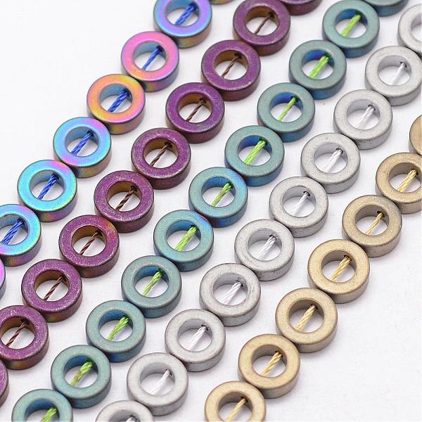

PandaHall Non-magnetic Synthetic Hematite Beads Strands, Donut, Frosted, Mixed Color, 8x3mm, Hole: 1mm, about 50pcs/strand, 16.14 inch..., Multicolor