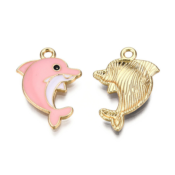 

PandaHall Light Gold Plated Alloy Enamel Pendants, Cadmium Free & Lead Free, Dolphin Shape, Pink, 24x17x2.5mm, Hole: 1.8mm Alloy+Enamel...