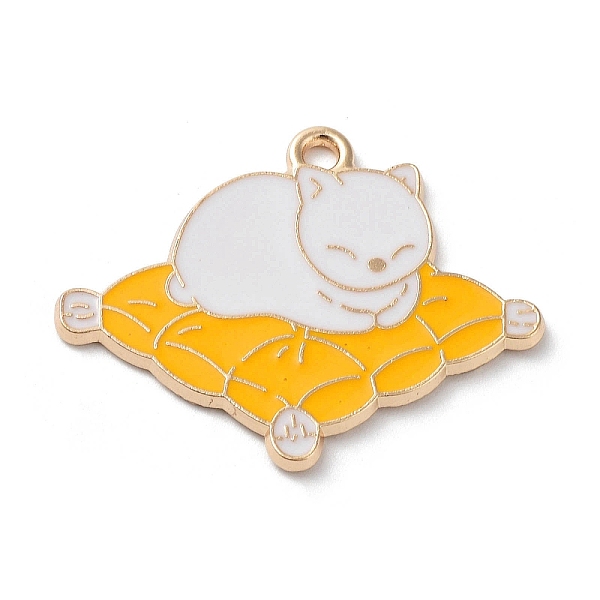 

PandaHall Alloy Enamel Pendants, Light Gold, Cat with Blanket Charm, White, 24x30x1.5mm, Hole: 1.6mm Alloy+Enamel Cat Shape White