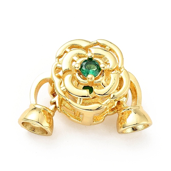 

PandaHall Rack Plating Brass Green Cubic Zirconia Fold Over Clasps, Cadmium Free & Lead Free, Long-Lasting Plated, Flower, Golden, Flower...