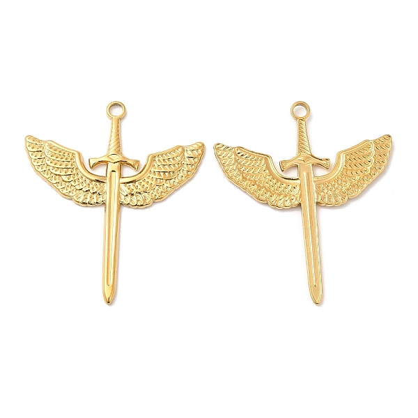

PandaHall 304 Stainless Steel Pendants, Sword with Wing Charm, Real 18K Gold Plated, 41.5x35.5x2mm, Hole: 3mm 304 Stainless Steel Others