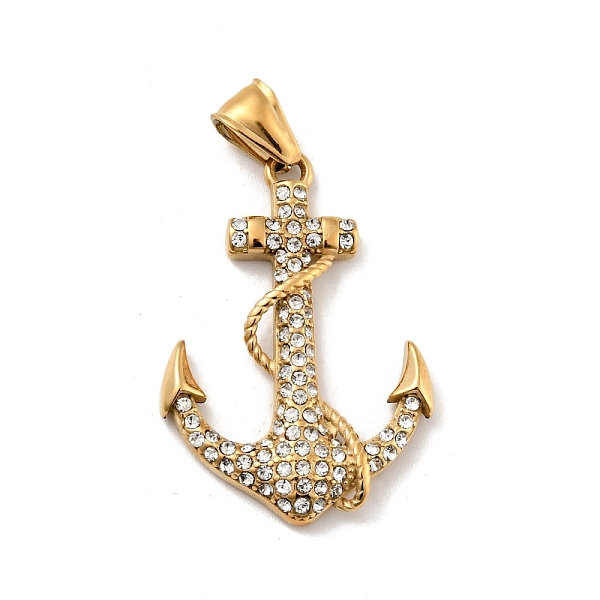 

PandaHall Ion Plating(IP) 304 Stainless Steel Pendants, with Rhinestone, Boat Anchor, Golden, 41x28.5x5.5mm, Hole: 4x8mm 304 Stainless Steel..., Clear