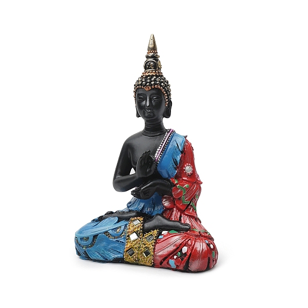 PandaHall Resin Buddha Figurines, for Home Office Desktop Decoration, Black, 75x120x180mm Resin Human Black