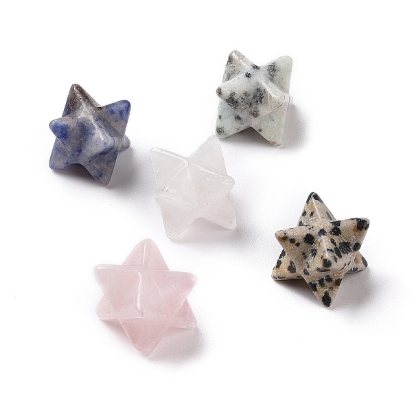 

PandaHall Natural Mixed Gemstone Beads, No Hole, Carved, Merkaba Star, 12.5x12.5x12.5mm Mixed Stone Star