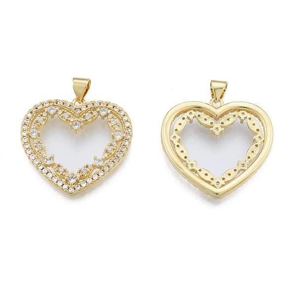 

PandaHall Brass Micro Pave Clear Cubic Zirconia Pendants, Heart, Real 18K Gold Plated, 26x26x3mm, Hole: 3.5x4mm Brass+Cubic Zirconia Heart...