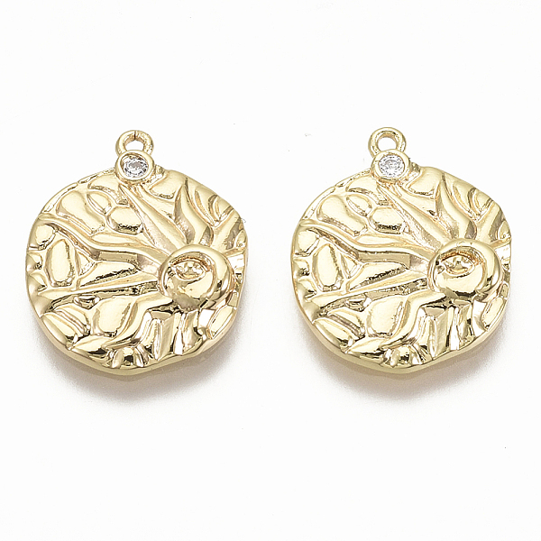 

PandaHall Brass Pendants, Flat Round, Nickel Free, Real 18K Gold Plated, 17x14x3mm, Hole: 1mm Brass Flat Round