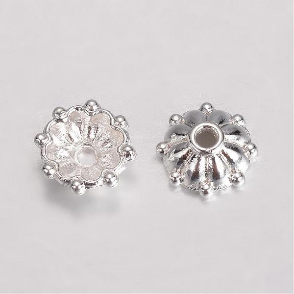 

PandaHall Alloy Fancy Bead Caps, Multi-Petal Flower, Silver Color Plated, 8x3mm, Hole: 1mm Alloy Silver