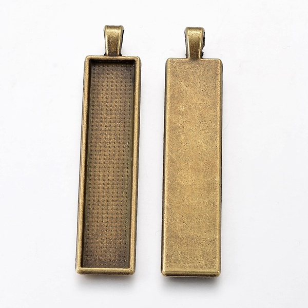 

PandaHall Alloy Big Pendant Cabochon Settings, Plain Edge Bezel Cups, Rectangle, Antique Bronze, Tray: 50x10mm, 60.5x13x2.7mm, Hole...
