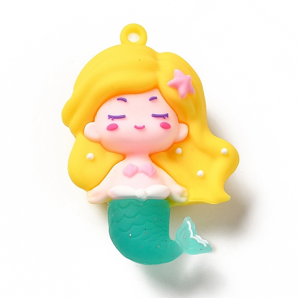

PandaHall Mermaid Shape PVC Pendants, Yellow, 53.5x37x22mm, Hole: 3mm PVC Others Yellow