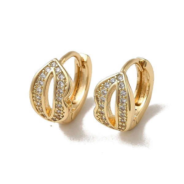 

PandaHall KC Gold Plated Brass Micro Pave Cubic Zirconia Hoop Earring, Lip, 13x7.5mm Brass Lip Clear
