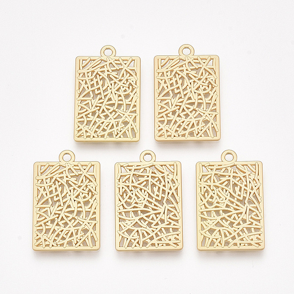 

PandaHall Smooth Surface Alloy Pendants, Rectangle, Matte Gold Color, 27x17x1.5mm, Hole: 1.8mm Alloy Rectangle