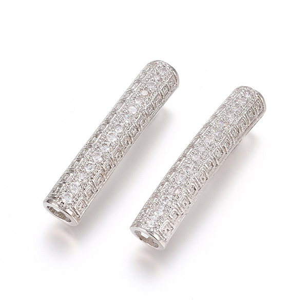 

PandaHall Brass Micro Pave Clear Cubic Zirconia Beads, Long-Lasting Plated, Tube Beads, Platinum, 30x6mm, Hole: 3.5mm Brass+Cubic Zirconia...