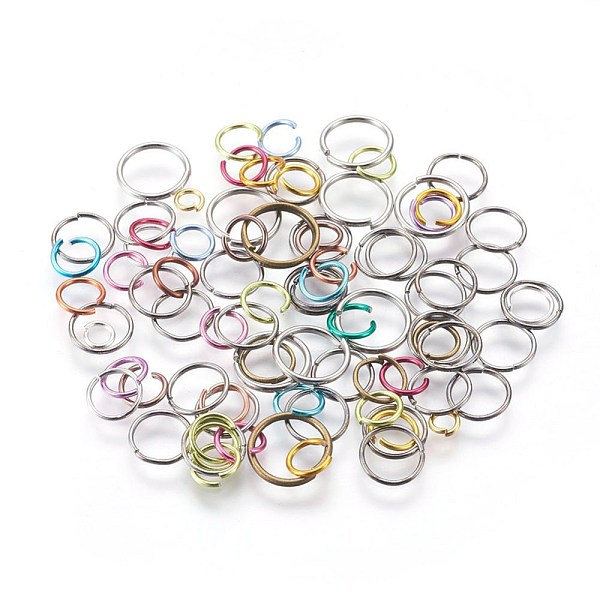 

PandaHall Aluminum and Iron Open Jump Rings, Single Loops, Mixed Color, 18~22 Gauge, 4~10x0.6~1mm Aluminum