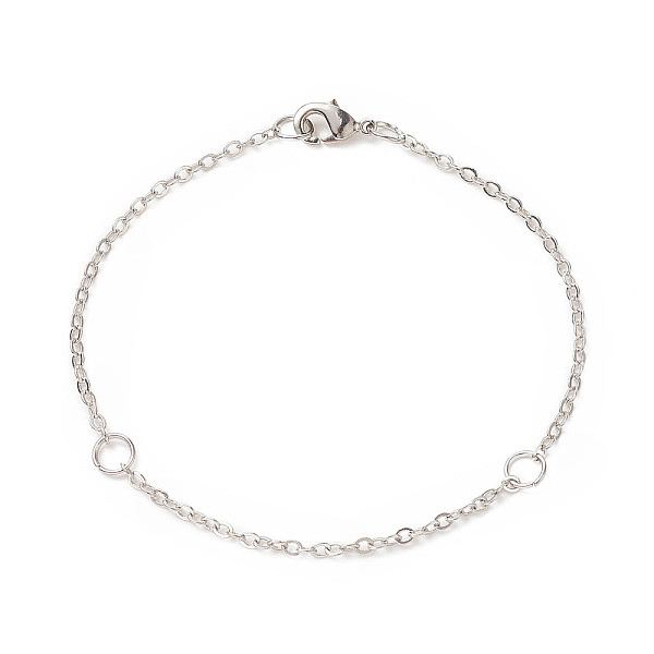 

PandaHall Brass Curb Chain Bracelet for Men Women, Platinum, 7 inch(17.7cm) Brass