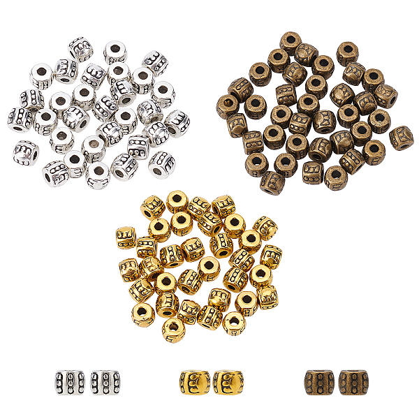 

PandaHall Tibetan Style Alloy Spacer Beads, Lead Free & Cadmium Free, Column, Mixed Color, 6x5mm, Hole: 2.5mm, 3 colors, 40pcs/color...