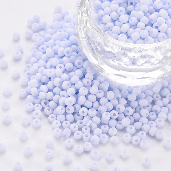 

PandaHall 8/0 Opaque Glass Seed Beads, Round Hole, Frosted Colours, Round, Lavender, 3~4x2~3mm, Hole: 0.8mm, about 15000pcs/Pound Glass..., Purple