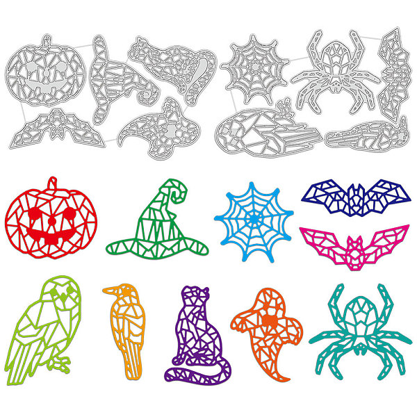 

PandaHall BENECREAT 2PCS 10 Styles Halloween Carbon Steel Cutting Dies Stencils, Pumpkin Spider Bat Ghost Metal Embossing Stencil for DIY...