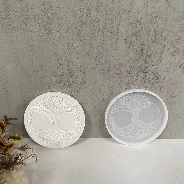 

PandaHall Tree of Life DIY Silicone Coaster Molds, Decoration Making, Resin Casting Molds, For UV Resin, Epoxy Resin Jewelry Making, White...